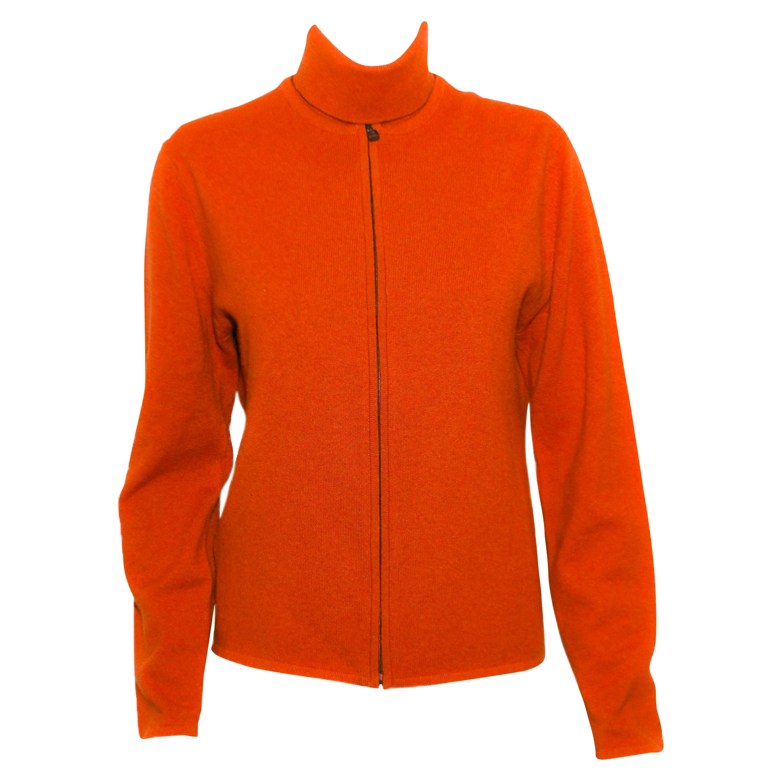 Hermes Orange Cashmere Twin Sweater Set  For Sale
