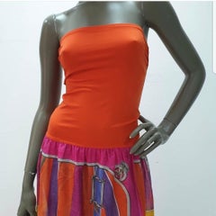 Hermès Orange Cavalcadour Cotton Summer Sleeveless Bustier Beach Dress