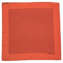 Hermes Orange Chaine D'Ancre Silk Pocket Square