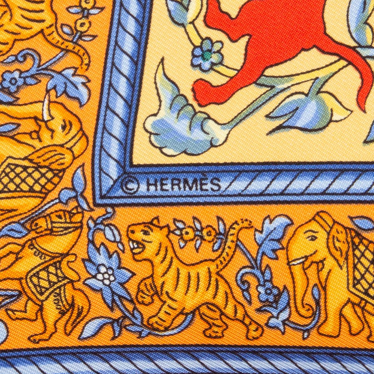 Hermes orange CHASSE EN INDE 90 silk twill Scarf 1
