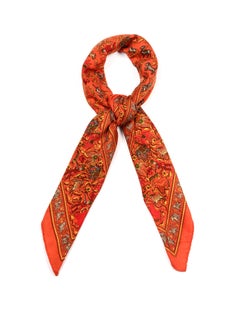 Hermes Orange Chasse En Inde 90cm Silk/Cashmere Scarf