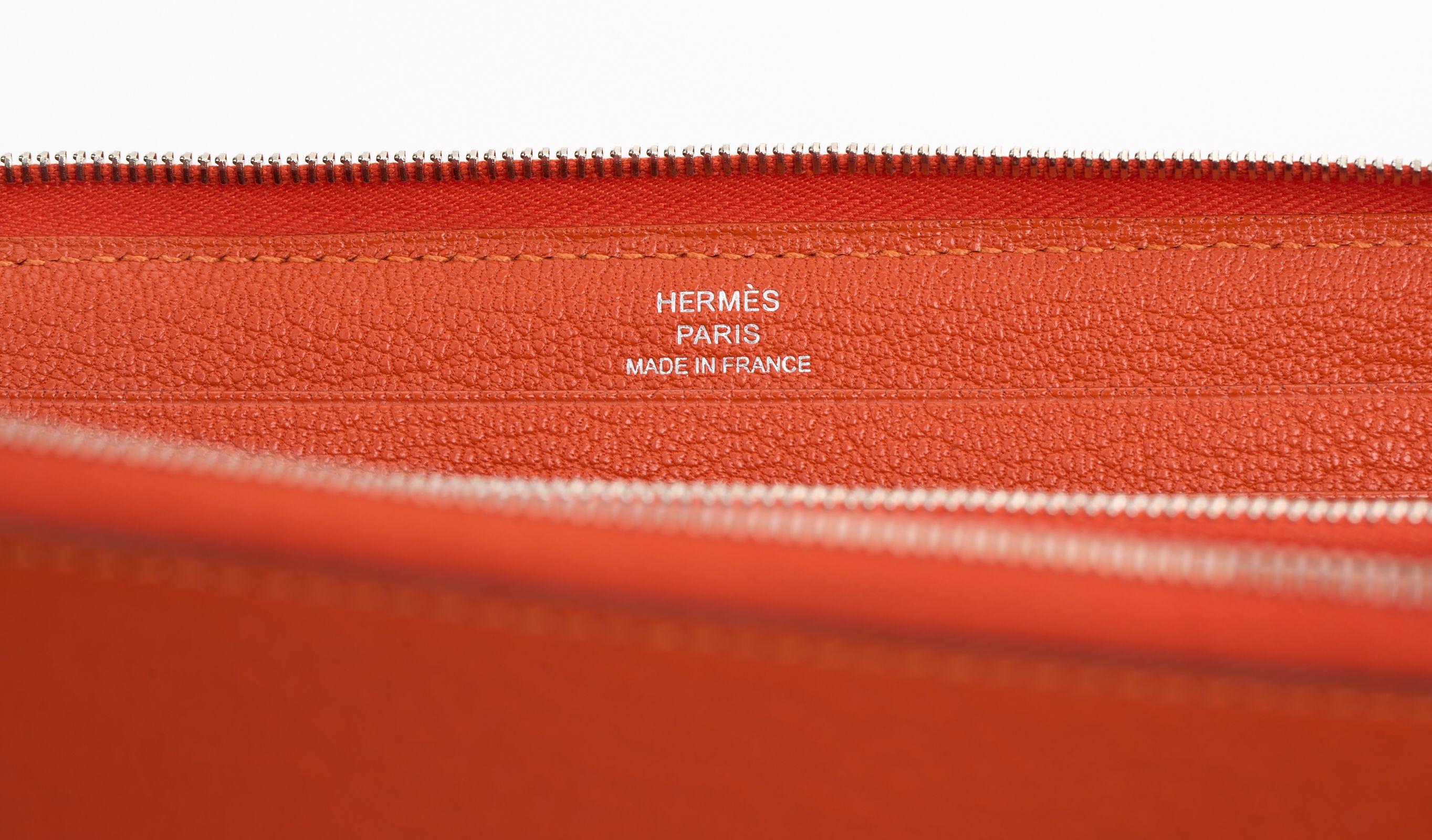 Hermès Orange Chevre Azap Leather Wallet 1