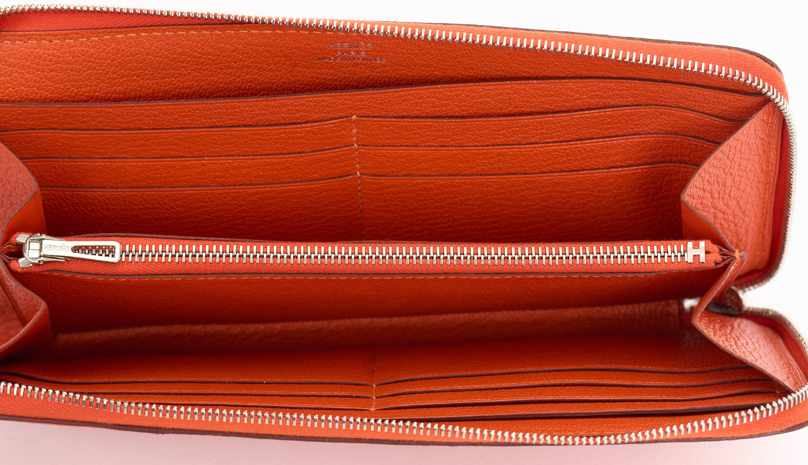 Hermès Orange Chevre Azap Leather Wallet 2