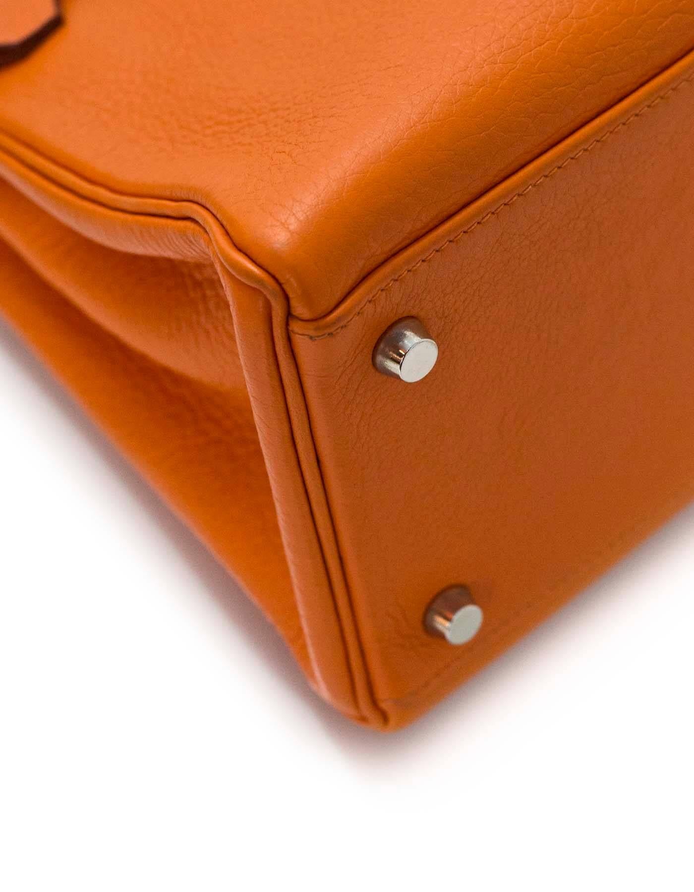 Women's Hermes Orange Clemence Leather 32cm Kelly Bag PHW