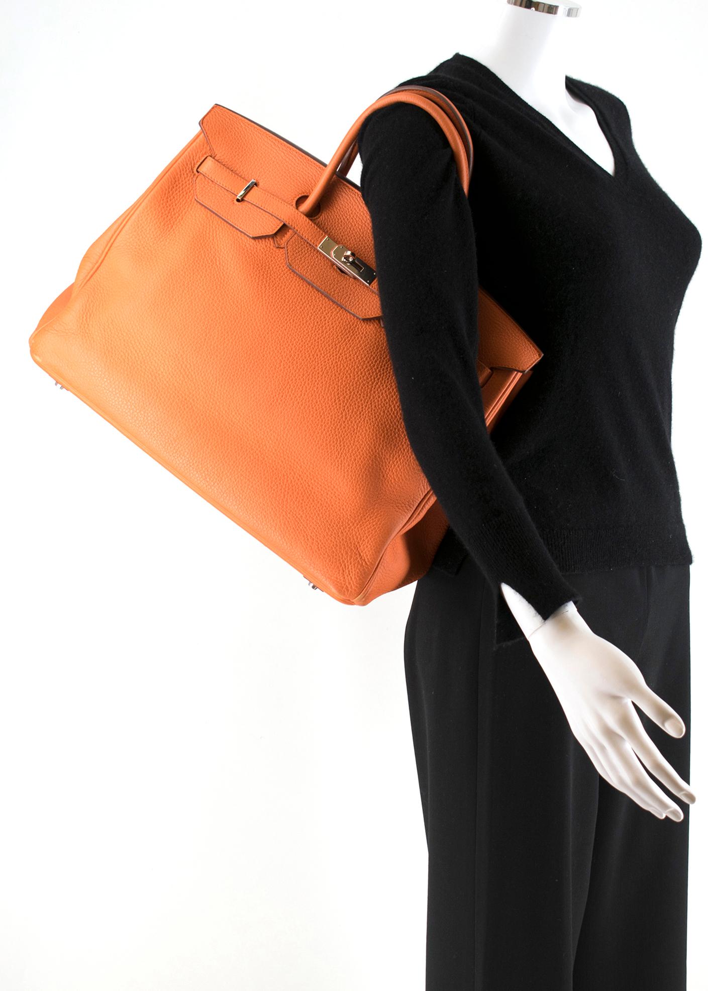 Women's Hermes Orange Clemence Leather 40cm Birkin