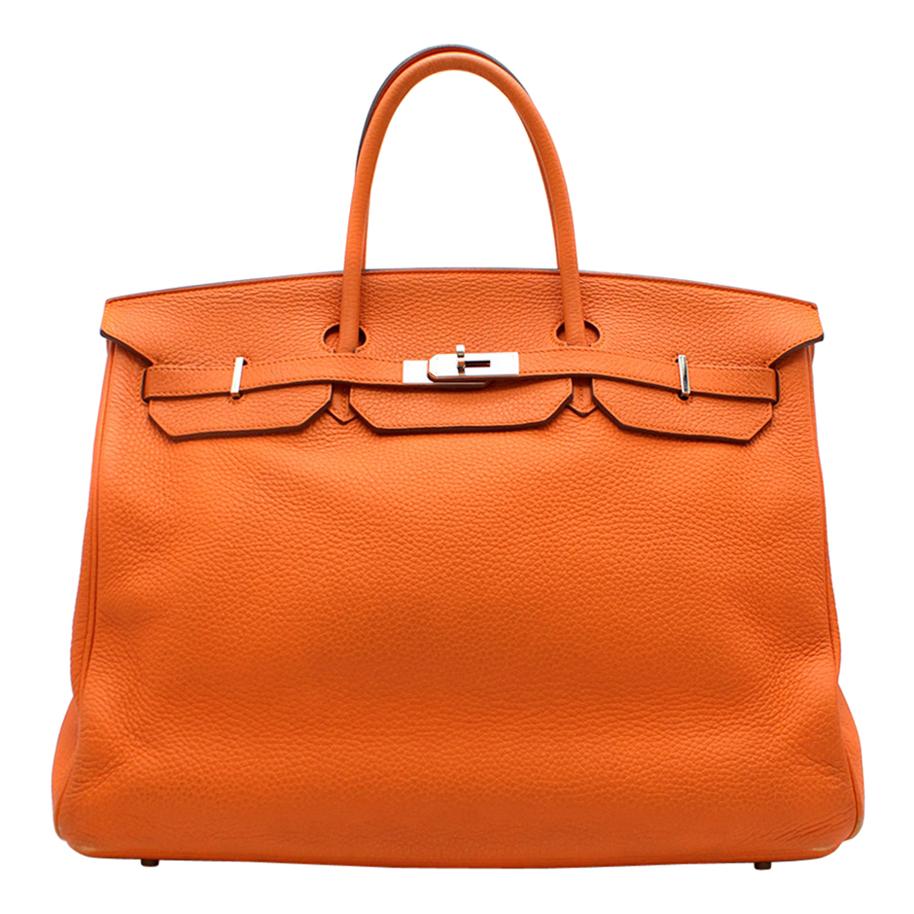 Hermes Orange Clemence Leather 40cm Birkin