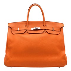 Hermes Orange Clemence Leather 40cm Birkin