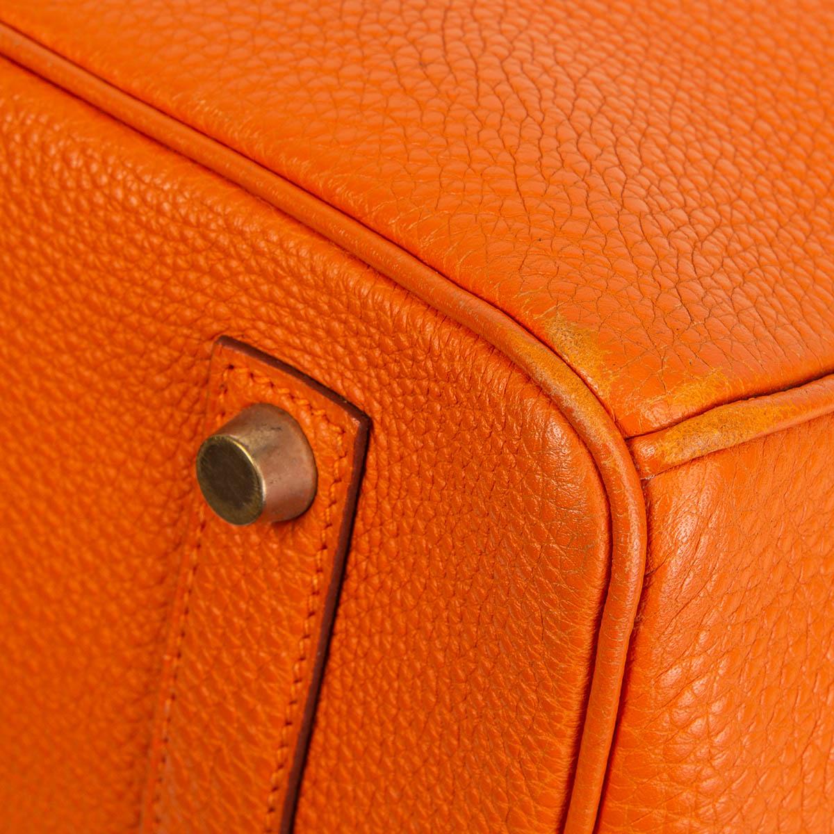 HERMES orange Clemence leather BIRKIN 35 Tote Bag Gold 4