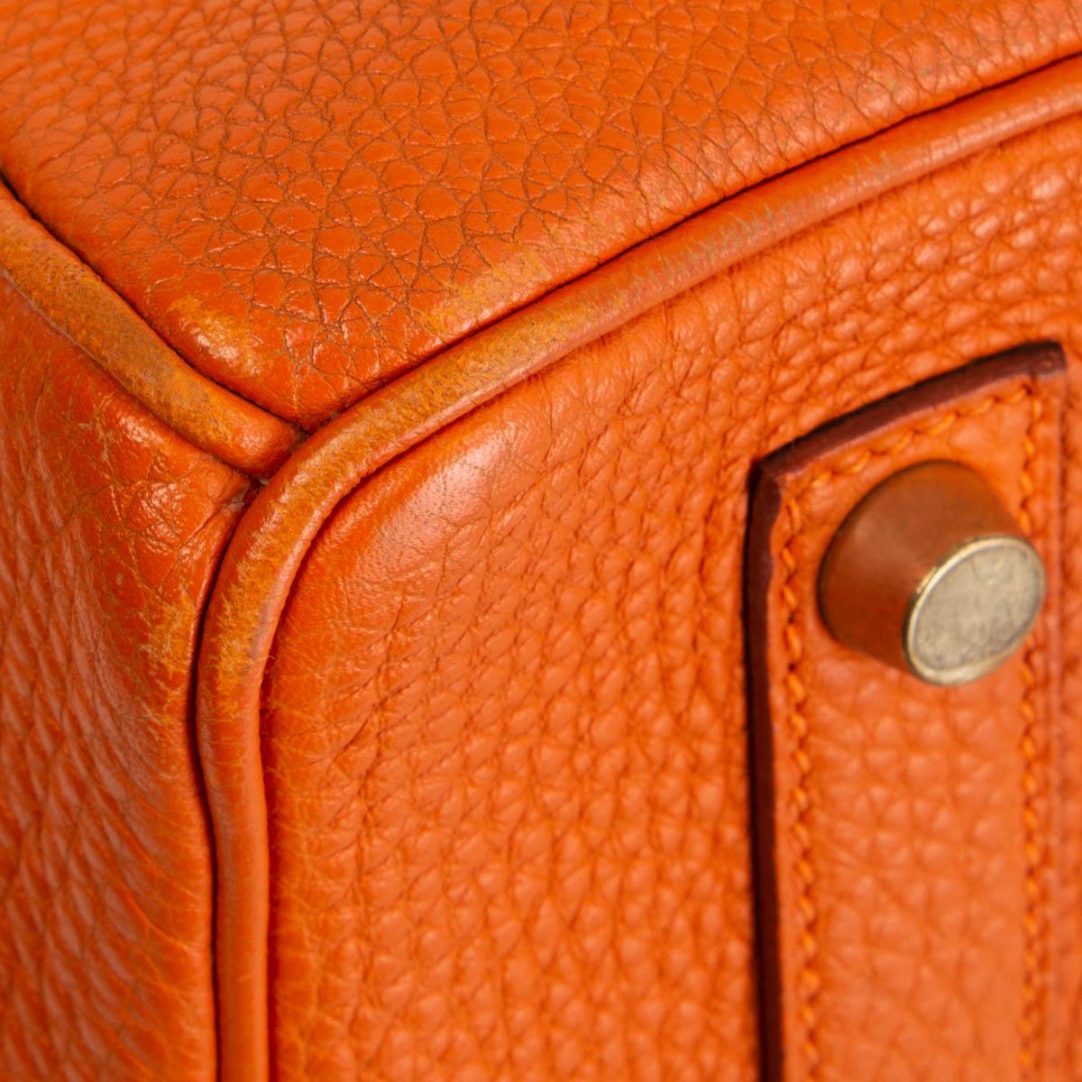 HERMES orange Clemence leather BIRKIN 35 Tote Bag Gold 5