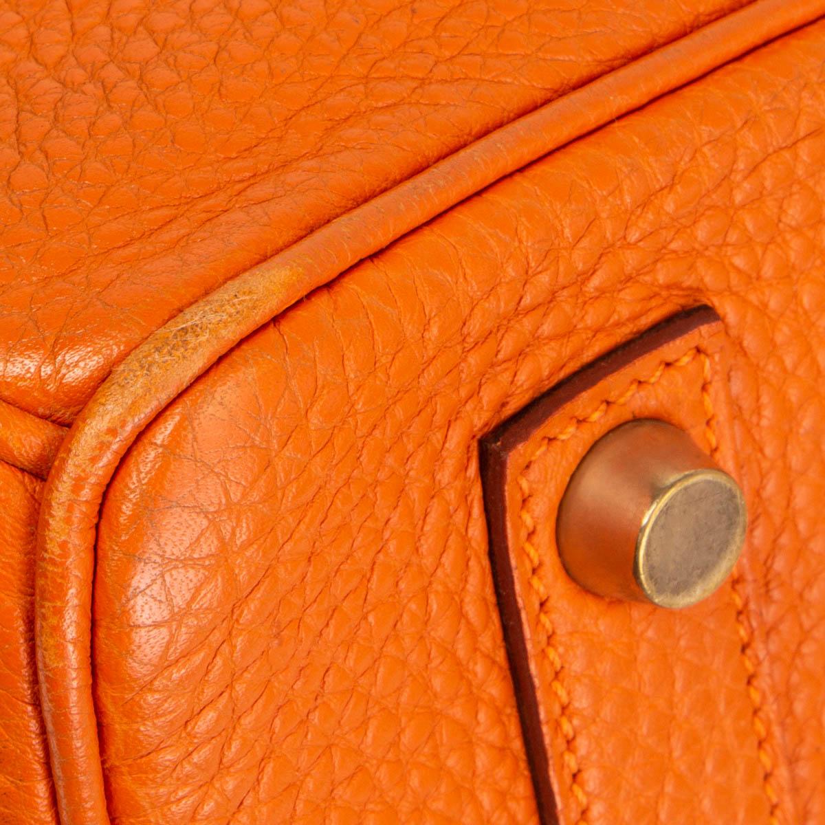 HERMES orange Clemence leather BIRKIN 35 Tote Bag Gold 3