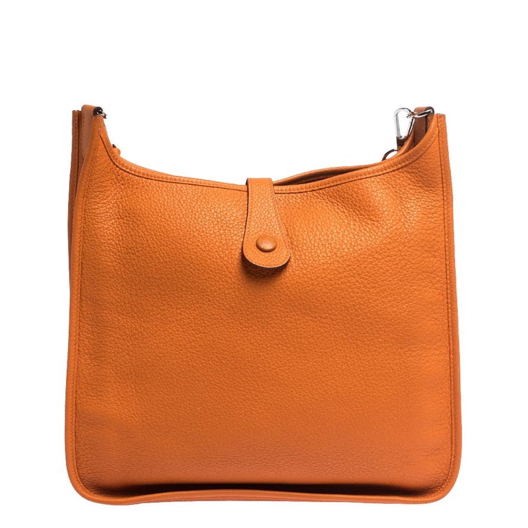 Berline leather crossbody bag Hermès Orange in Leather - 35076779