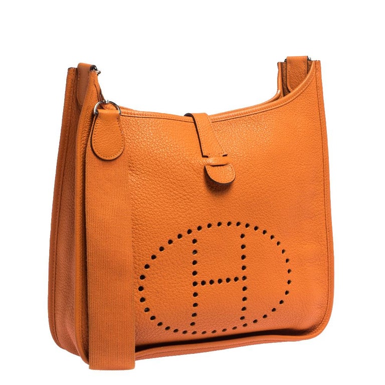 Hermes Orange Clemence Leather Evelyne III GM Bag at 1stDibs