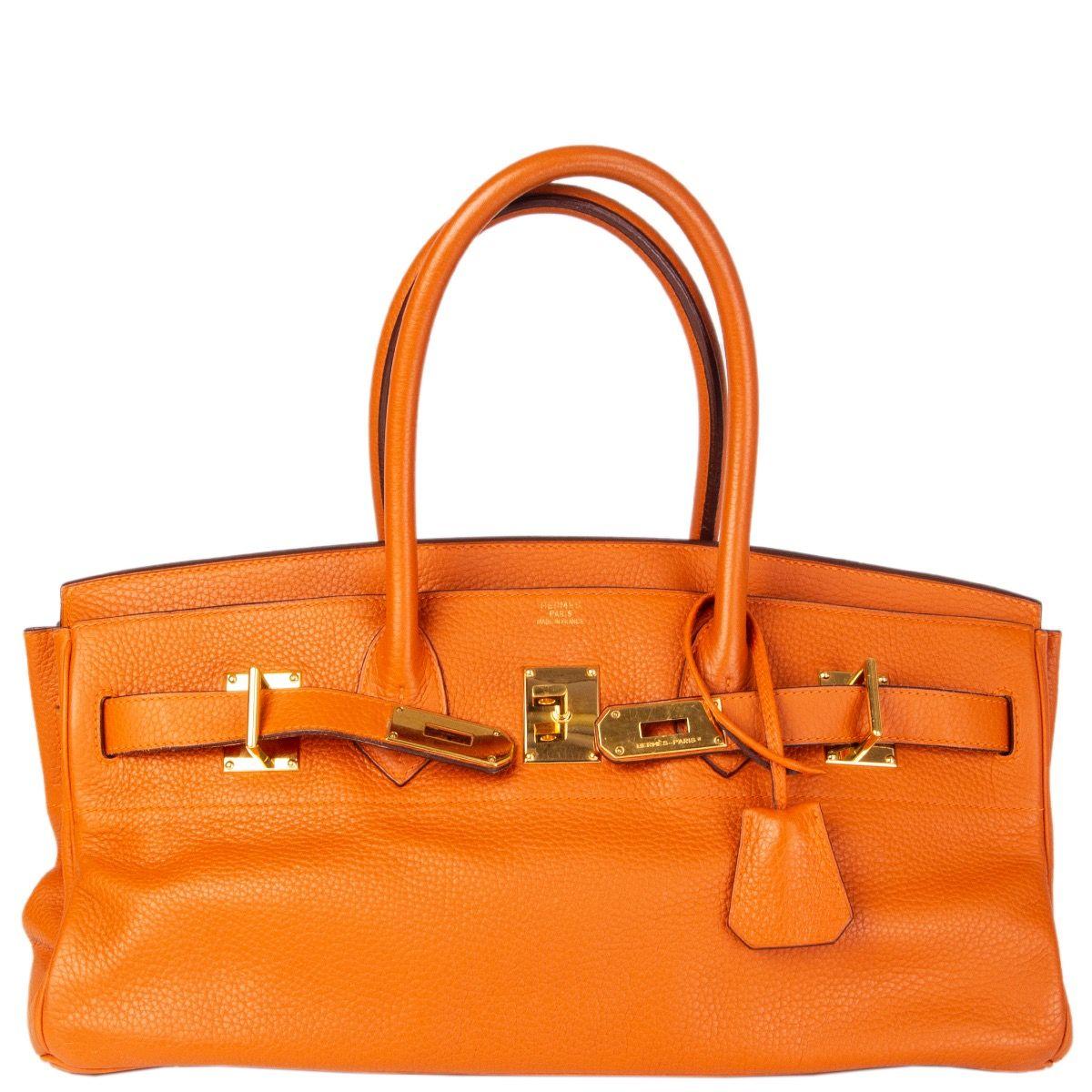 HERMES orange Clemence leather & Gold JPG I SHOULDER BIRKIN Bag In Excellent Condition In Zürich, CH