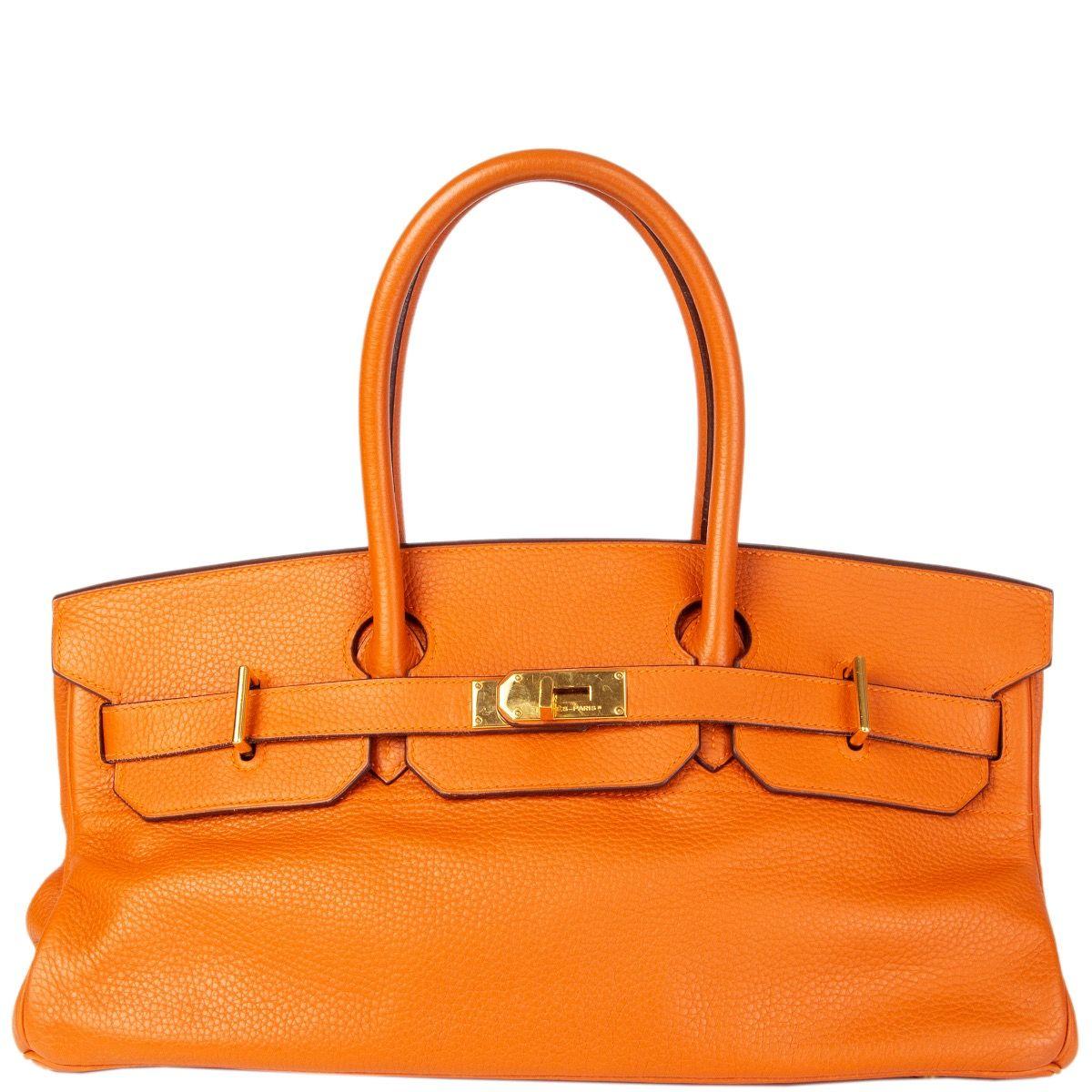 HERMES orange Clemence leather & Gold JPG I SHOULDER BIRKIN Bag