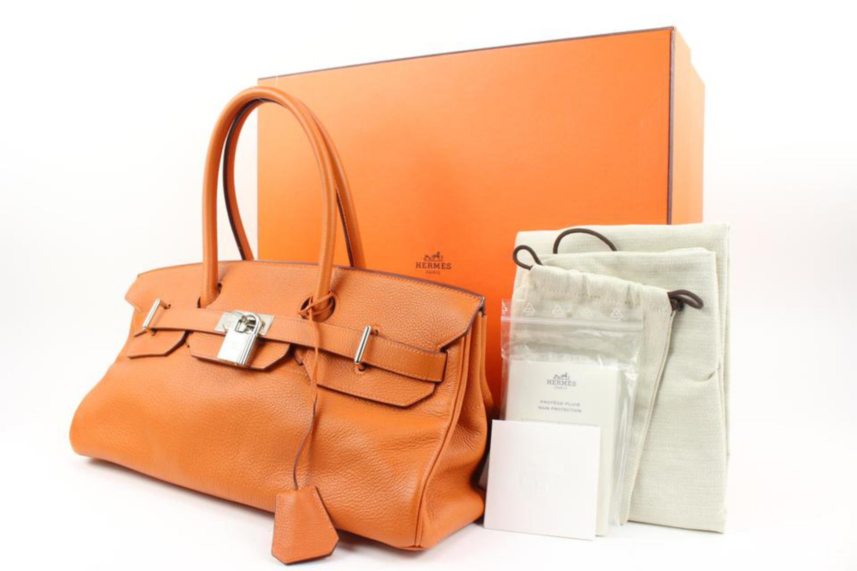 Hermès Orange Clemence Leather JPG Birkin 42 Shoulder Bag s214h67
Date Code/Serial Number: K in a Square
Made In: France
Measurements: Length:  16.5