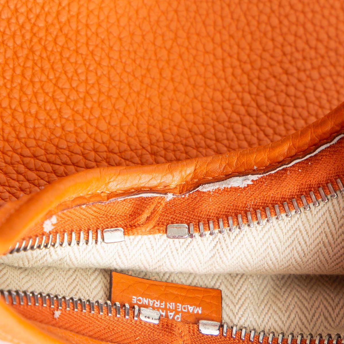 Women's HERMES orange Clemence leather MASSAI PM Hobo Bag Palladium For Sale