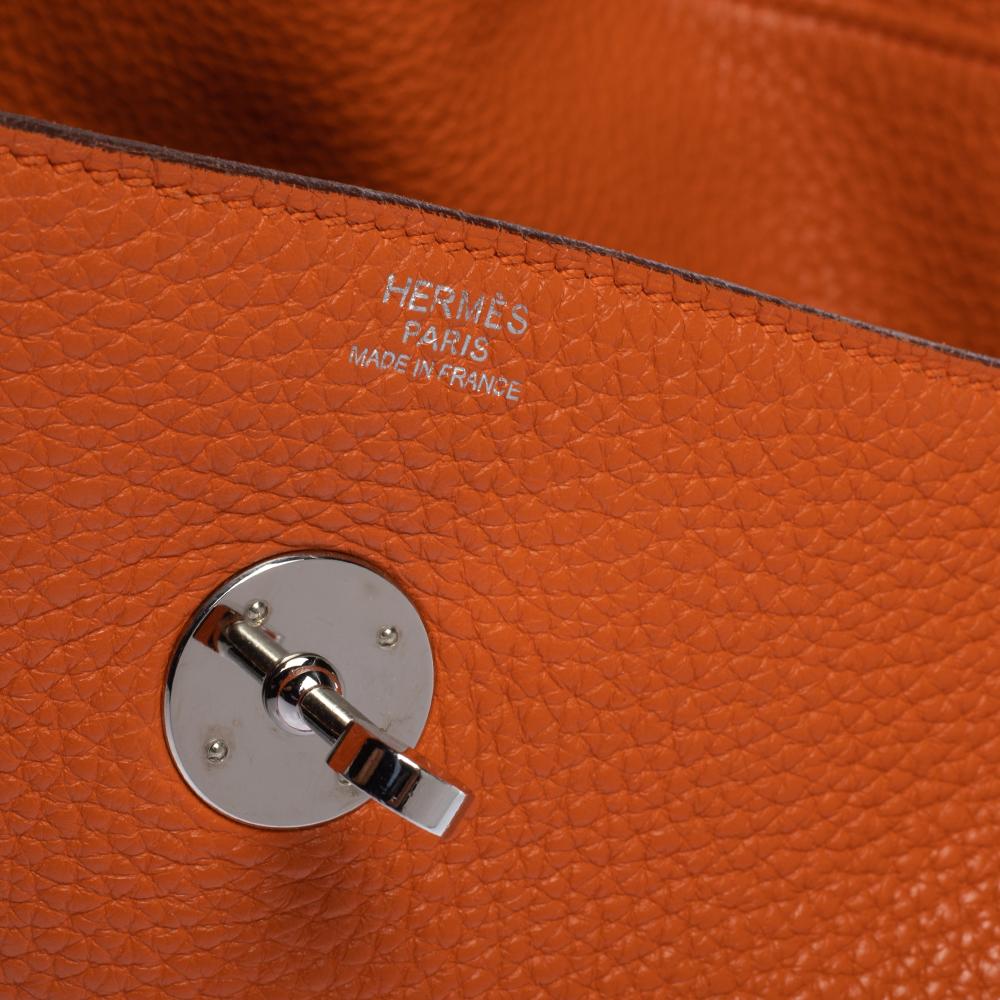 Hermes Orange Clemence Leather Palladium Hardware Lindy 34 Bag 7