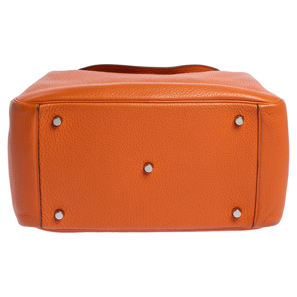 Hermes Orange Clemence Leather Palladium Hardware Lindy 34 Bag 1