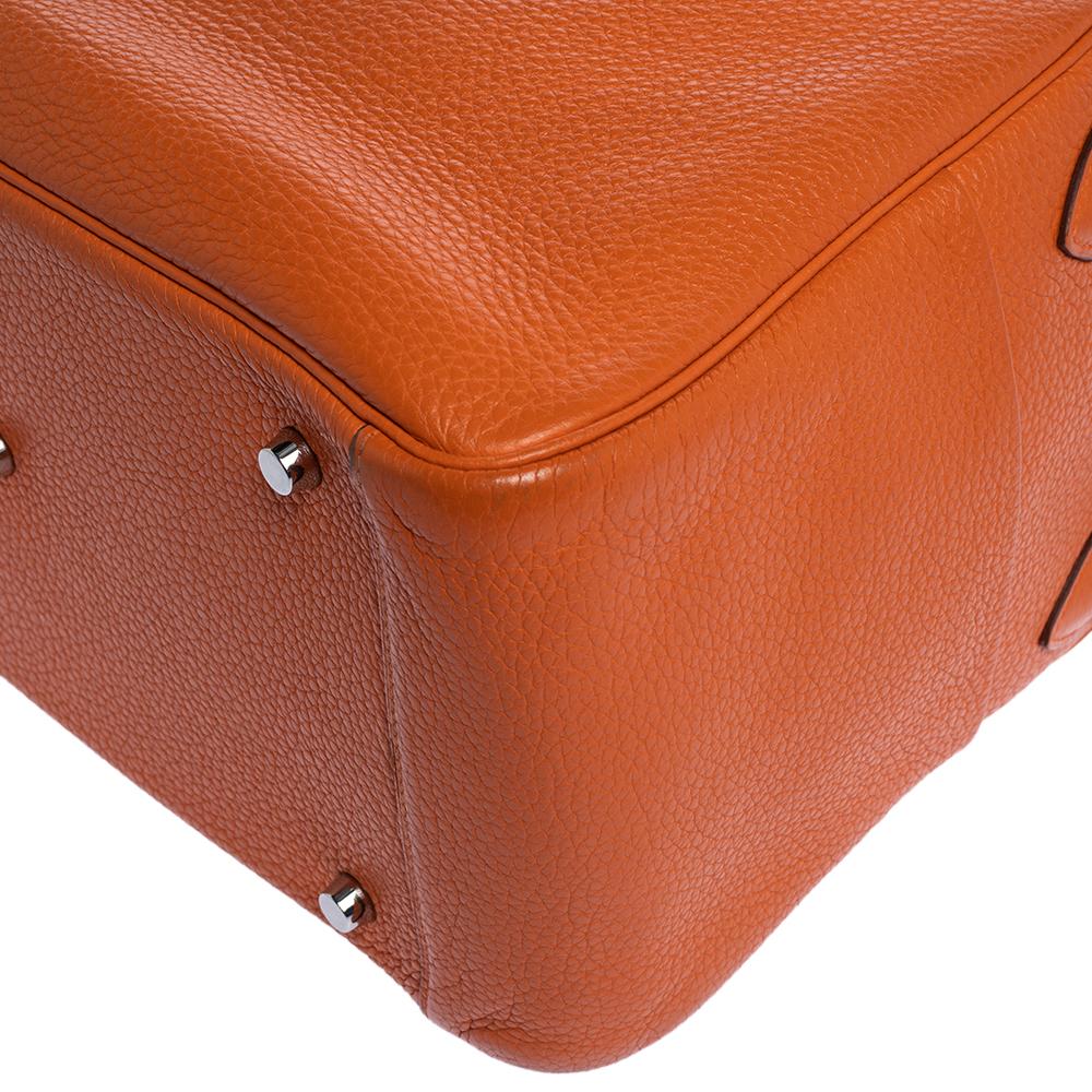Hermes Orange Clemence Leather Palladium Hardware Lindy 34 Bag 2