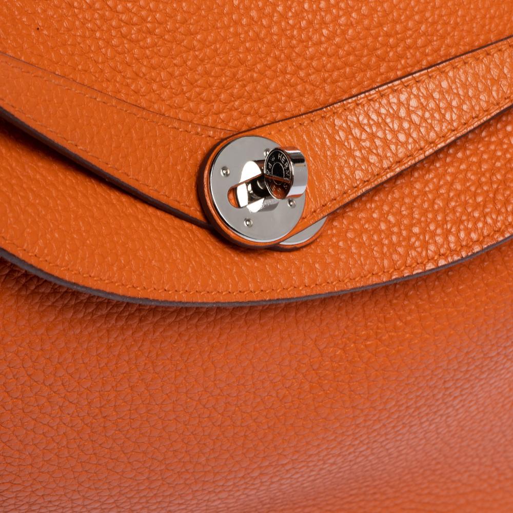 Hermes Orange Clemence Leather Palladium Hardware Lindy 34 Bag 3