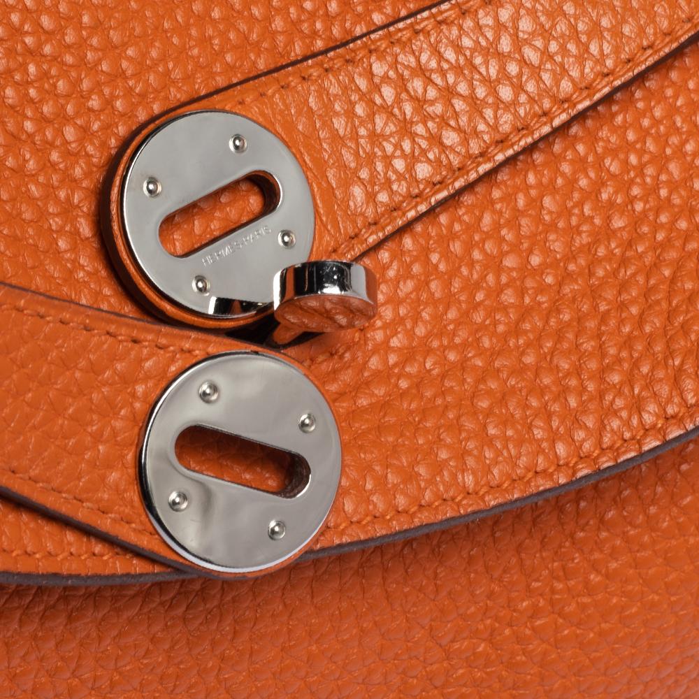 Hermes Orange Clemence Leather Palladium Hardware Lindy 34 Bag 5