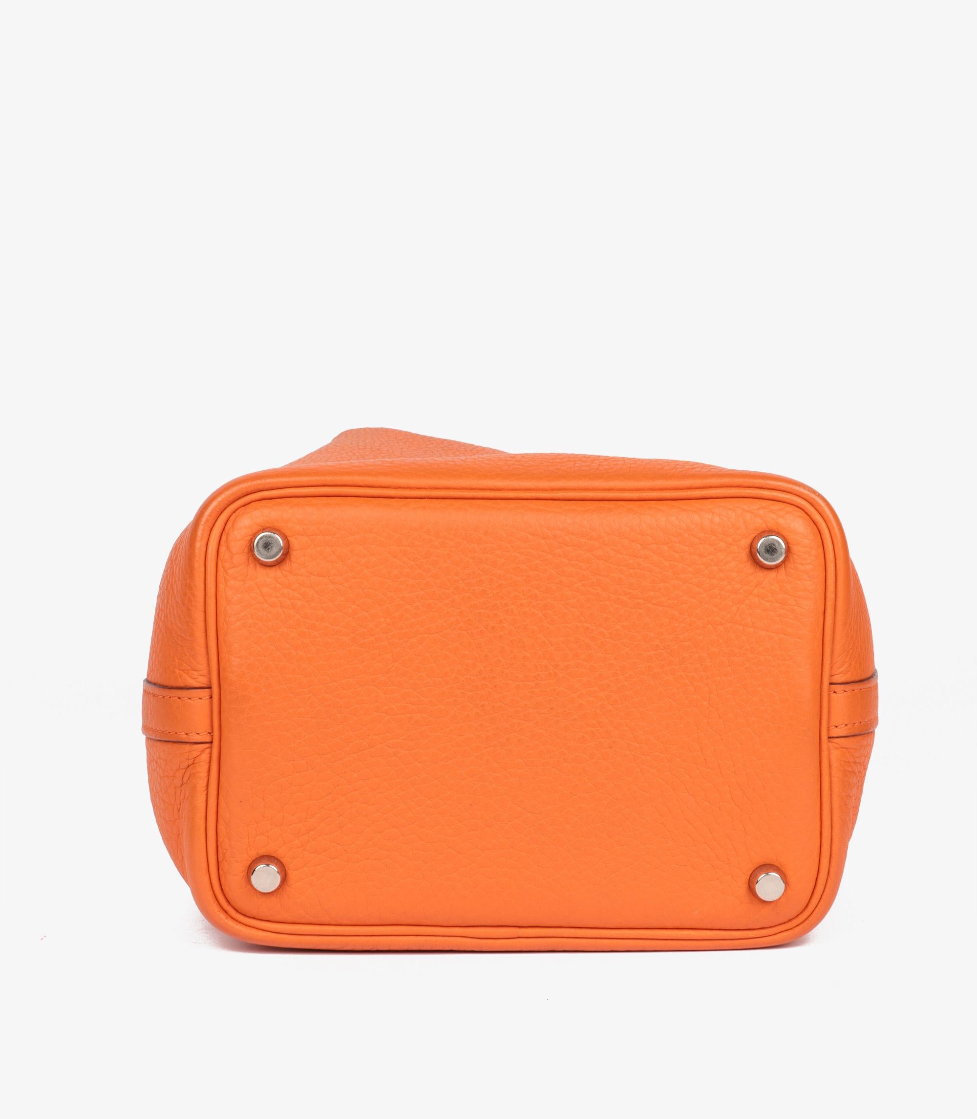 Hermès Orange Clemence Cuir Picotin 18 en vente 2