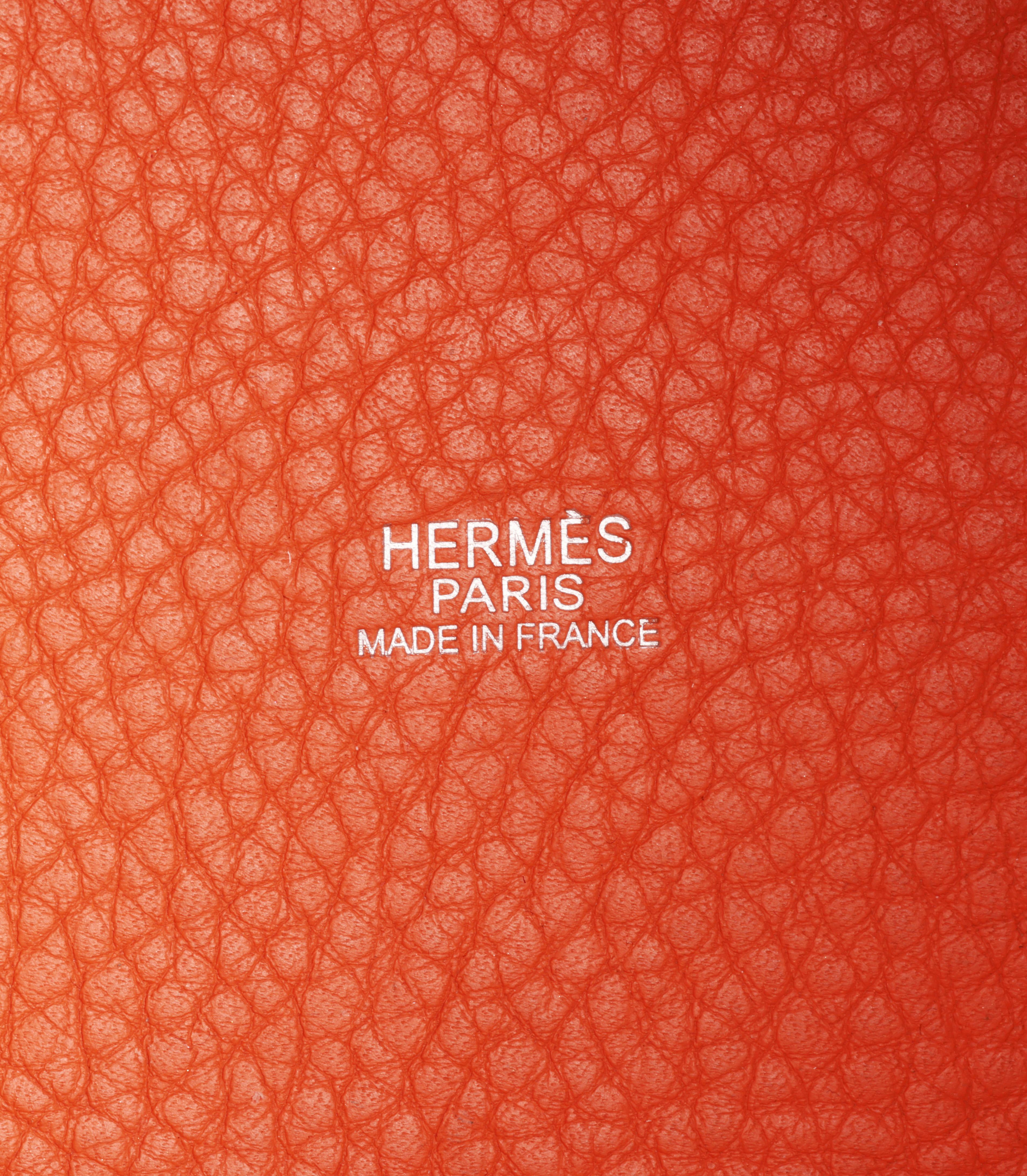 Hermès Orange Clemence Cuir Picotin 18 en vente 3