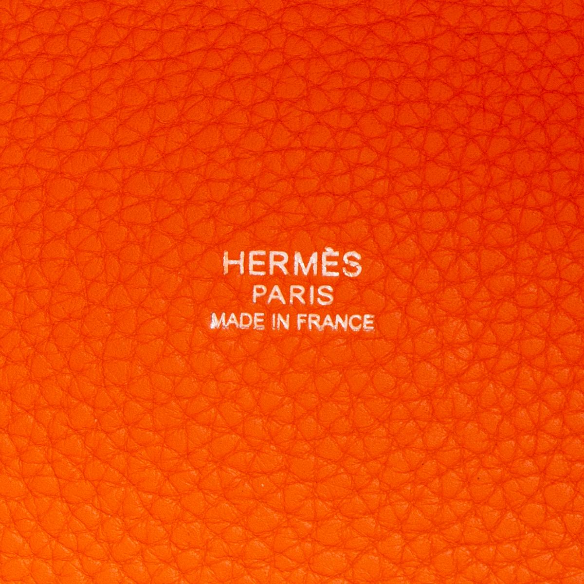 HERMES orange Clemence leather PICOTIN 26 Bucket Bag 3