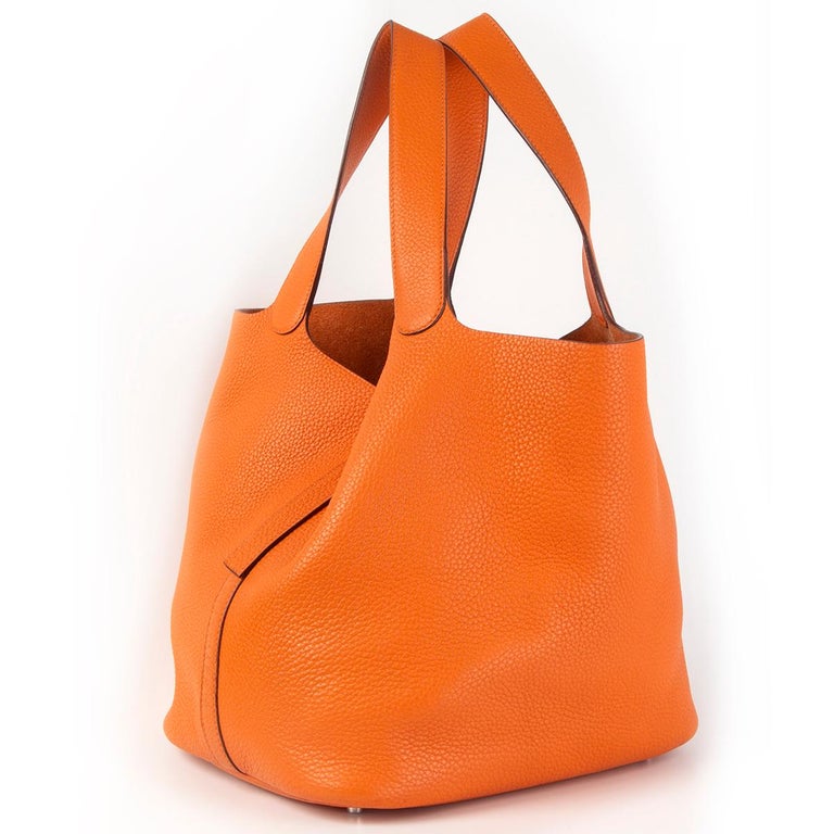 HERMES orange Clemence leather PICOTIN 26 Bucket Bag at 1stDibs ...