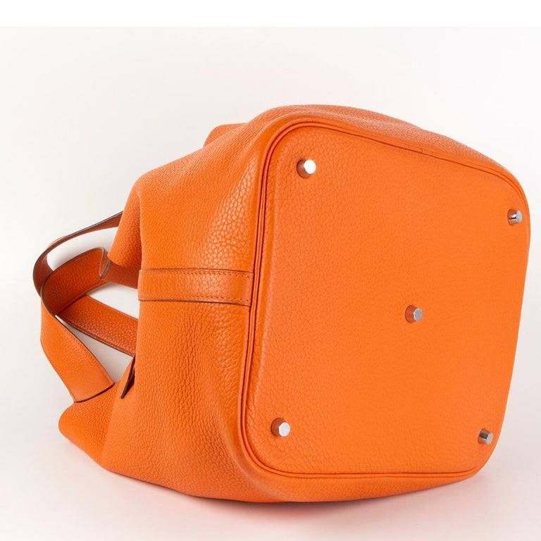Hermés Picotin 26 Bucket Handbag Orange Taurillon Clemence Leather