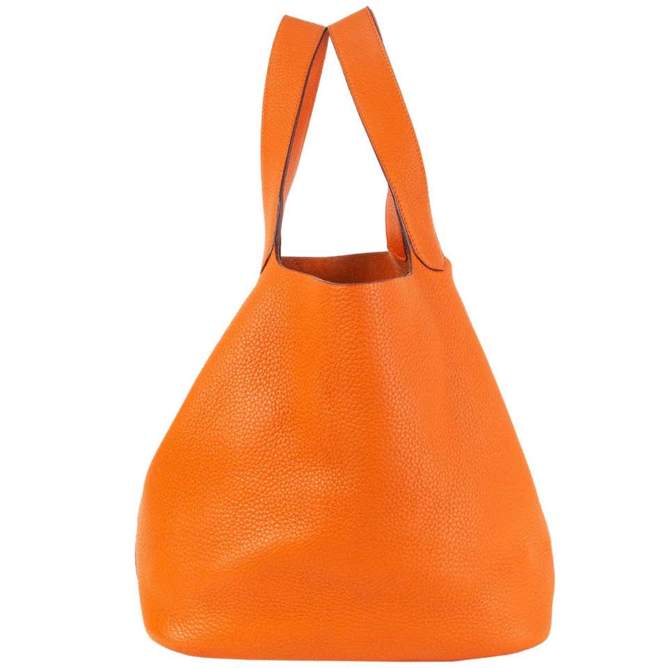 HERMES Orange Clemence Leather PICOTIN 26 Bucket Bag At 1stDibs hermes-orange-clemence-leather-picotin-26-bucket-bag-at-1stdibs