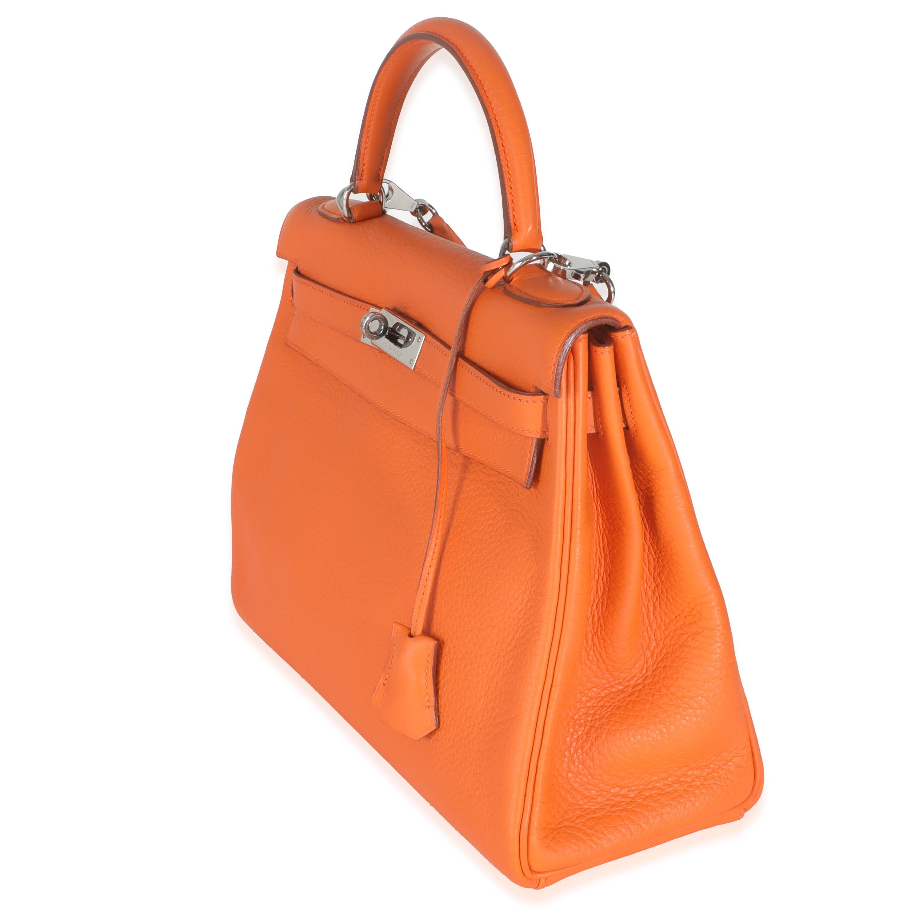 Hermès Orange Clémence Retourne Kelly 32 PHW Pour femmes en vente