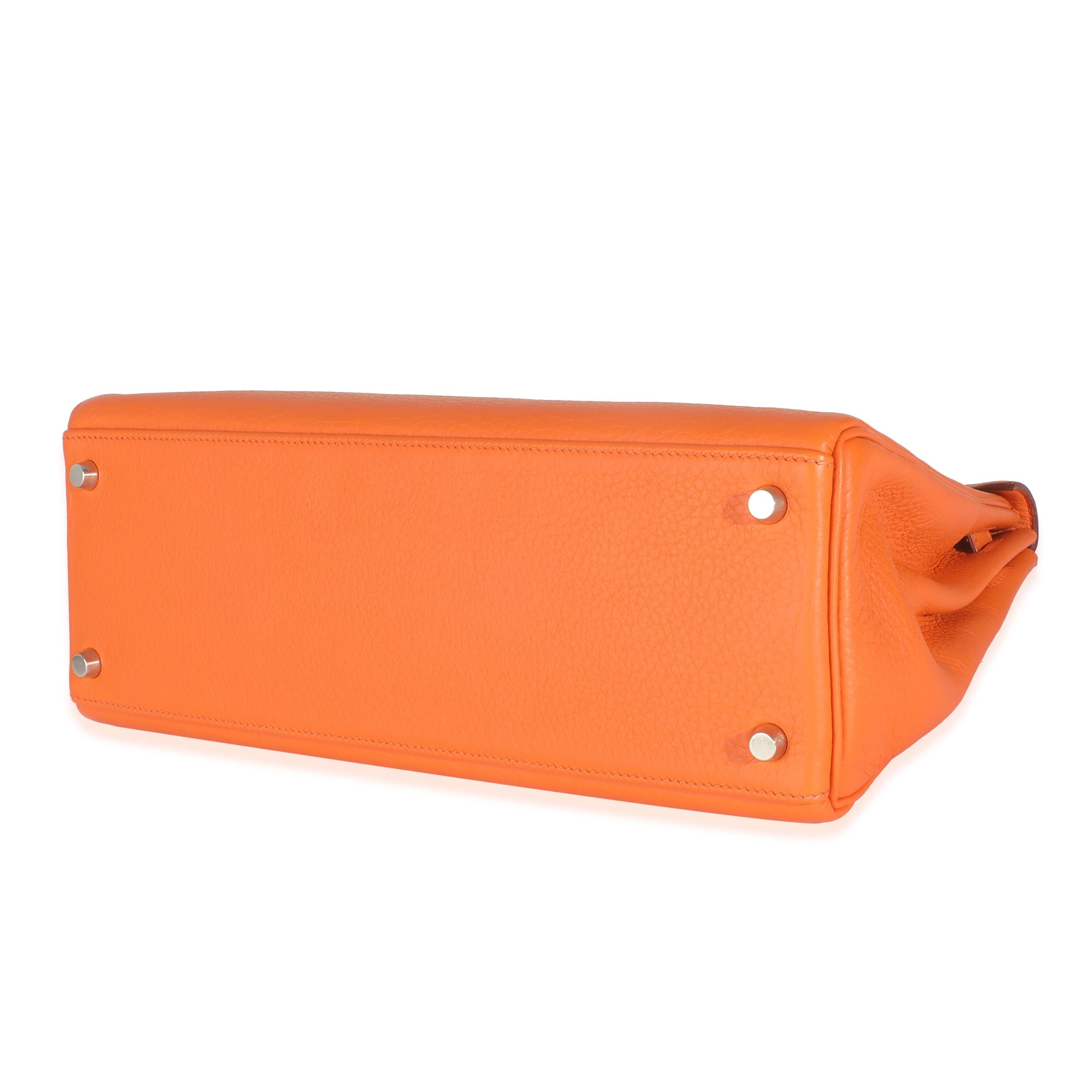 Hermès Orange Clémence Retourne Kelly 32 PHW en vente 1