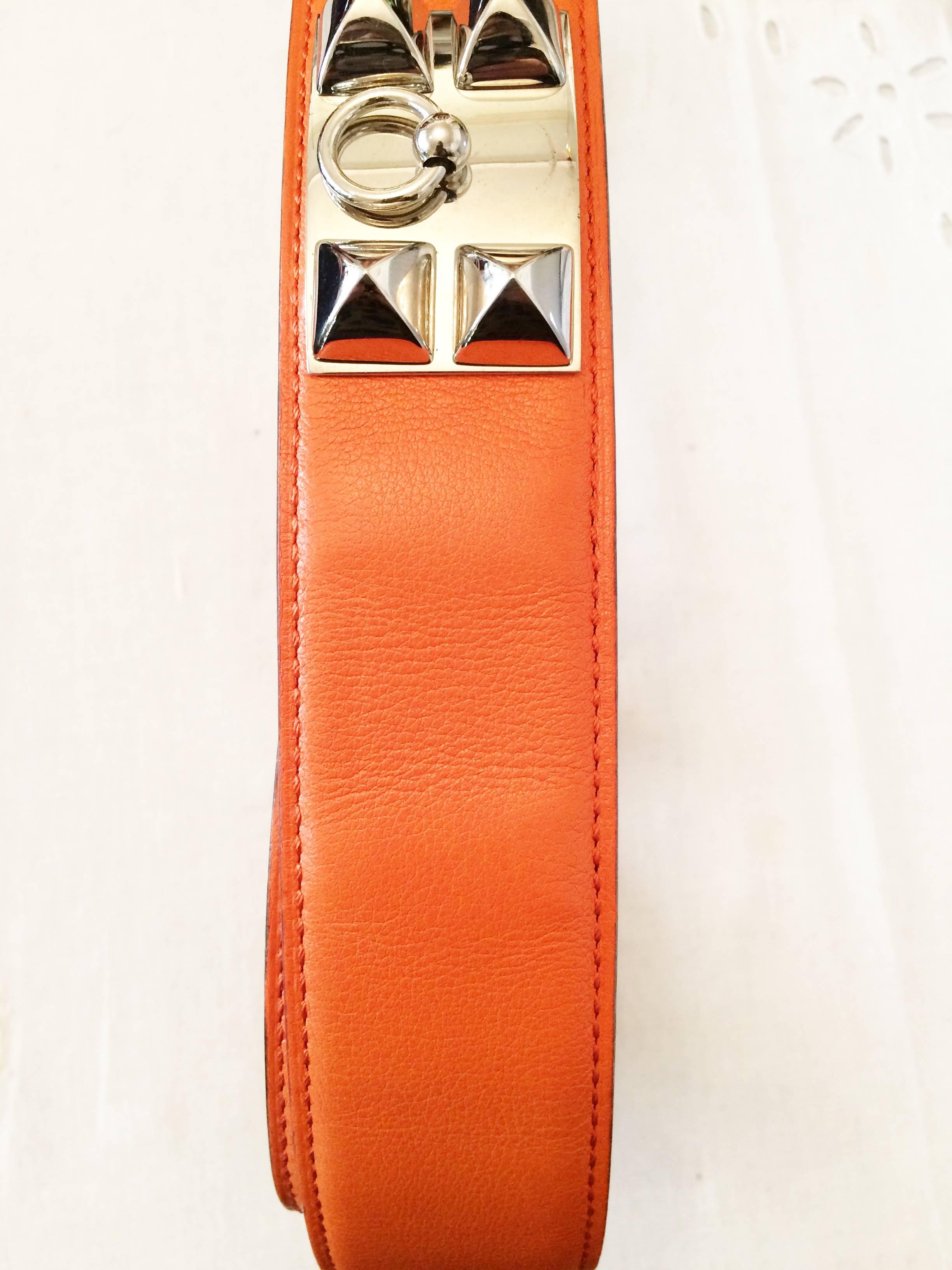 Orangefarbener Collier de Chien Medor Gürtel von Hermes 75cm im Zustand „Gut“ im Angebot in Paris, FR