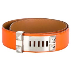 Hermes Orange Collier de Chien Medor Belt 75cm