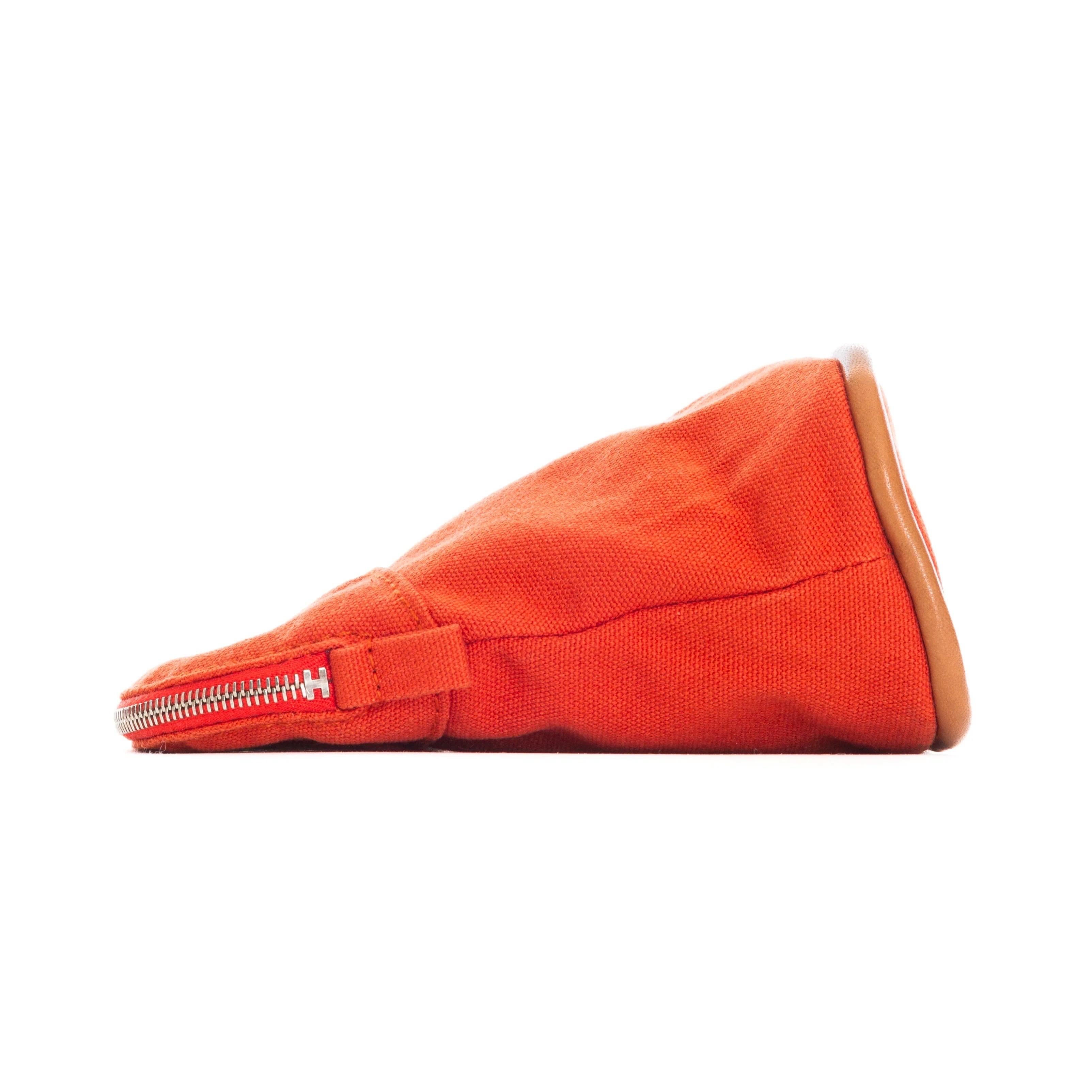 Hermès Orange Cotton Mini Bolide Case In Excellent Condition In Woodland Hills, CA