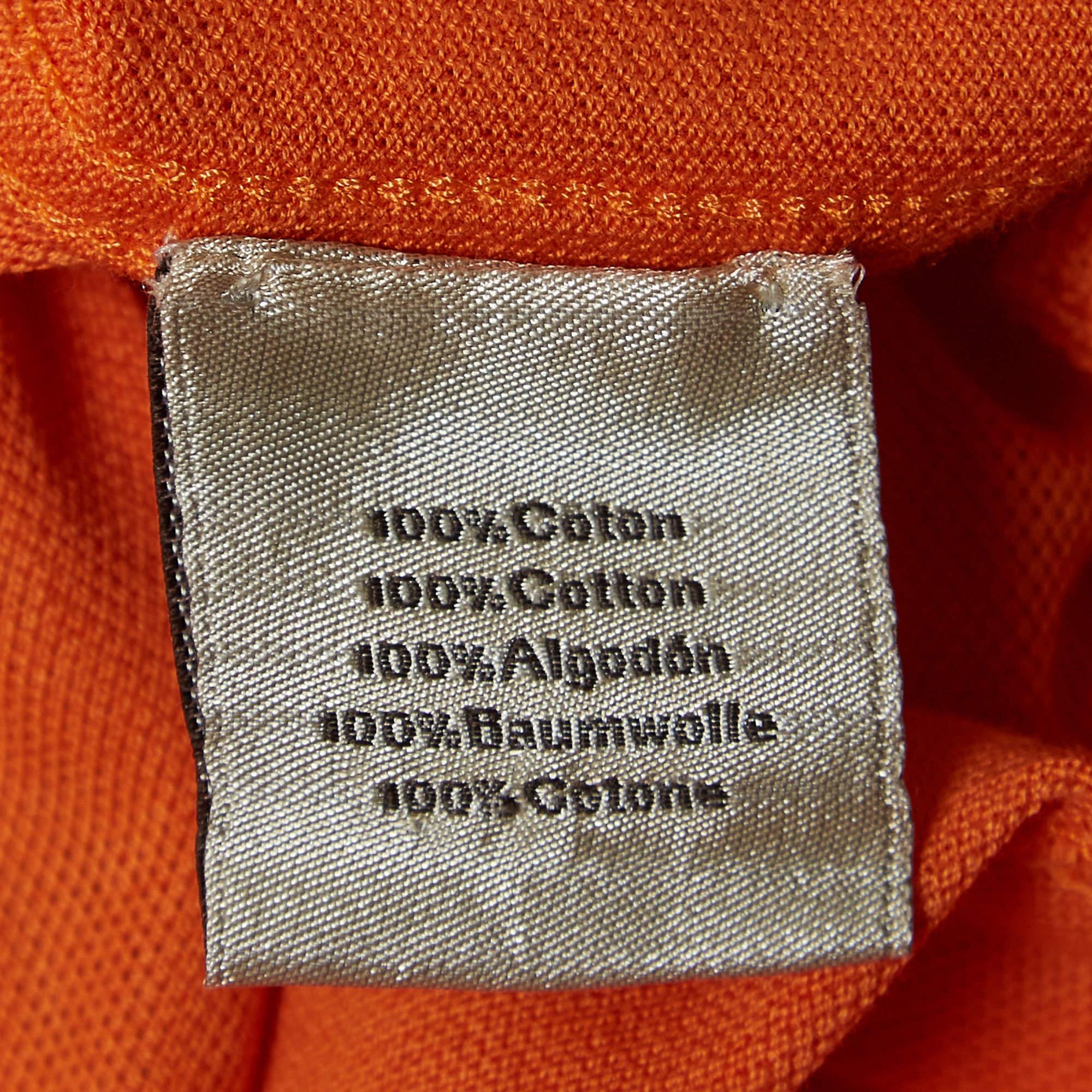Men's Hermes Orange Cotton Pique Crew Neck T-Shirt L