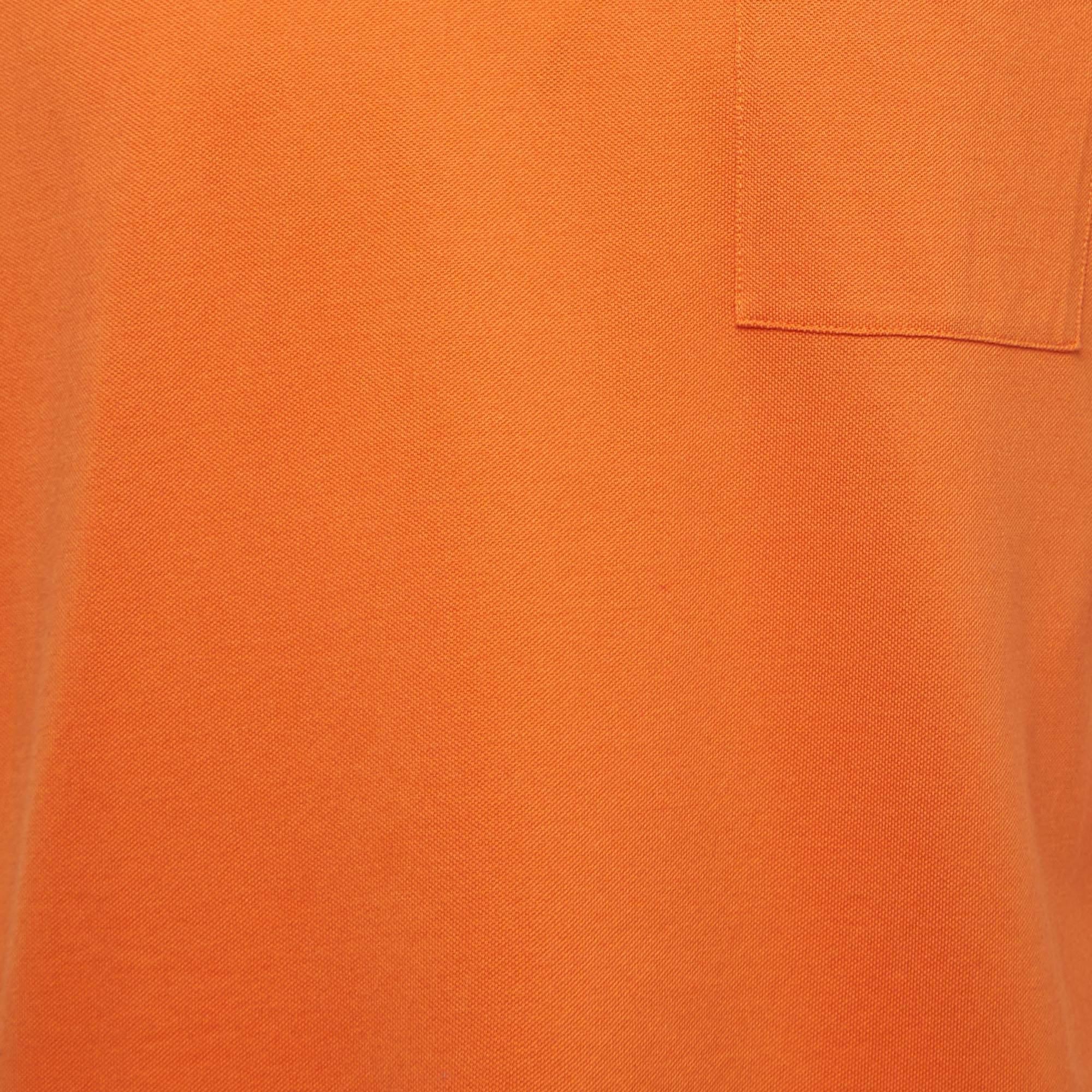 Hermes Orange Cotton Pique Crew Neck T-Shirt L 1