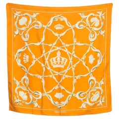 Hermes Orange Crowns by Julia Abadie Silk Scarf