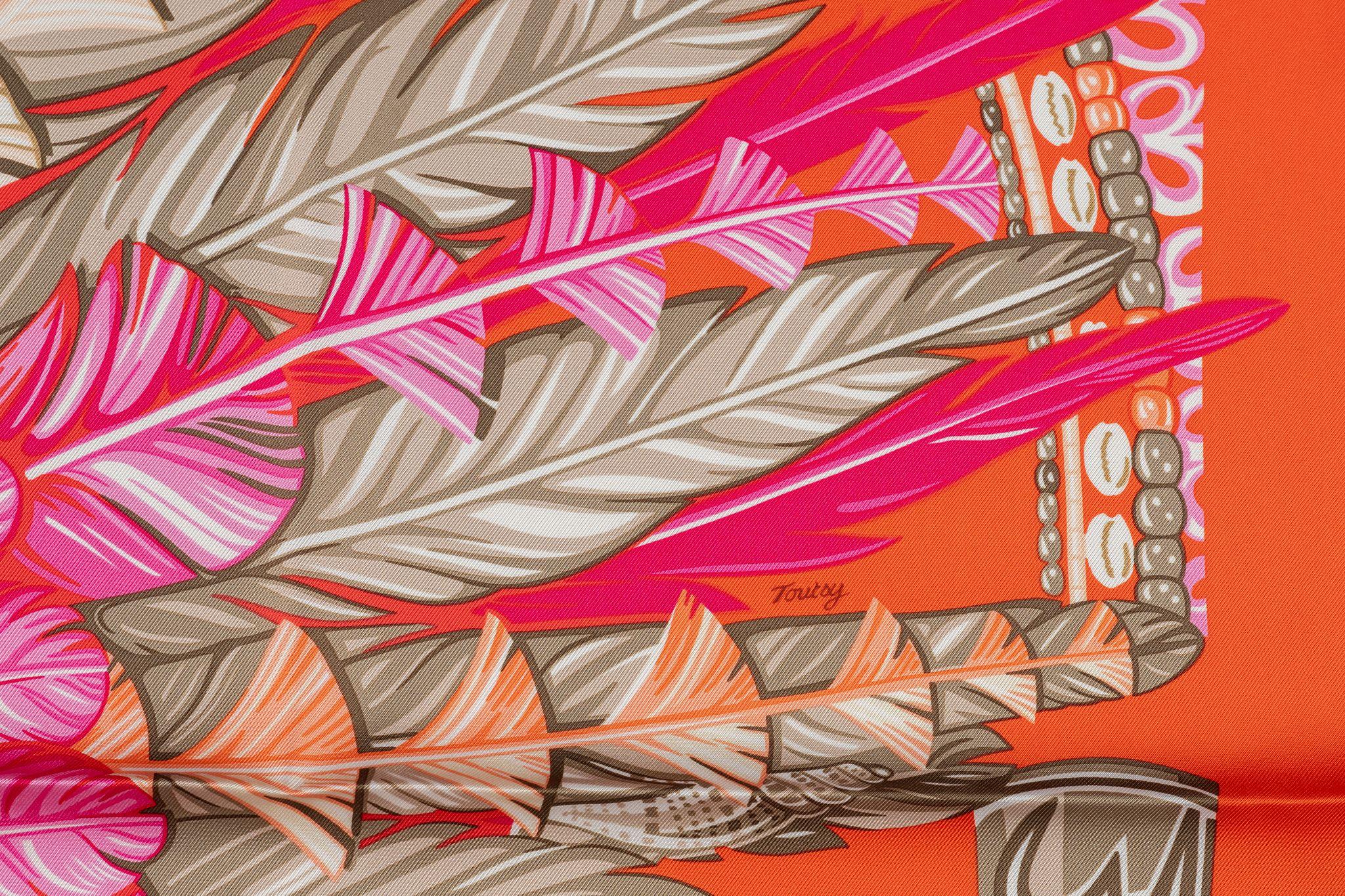 Women's or Men's Hermès “Orange Dance Pacifique“ Scarf For Sale