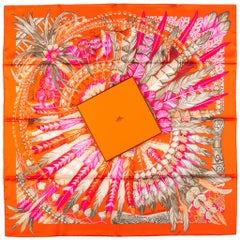 Hermès Orange Danse Pacifique Silk Scarf