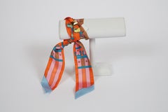 Hermes Orange Dressage Horses Twilly Scarf in Box