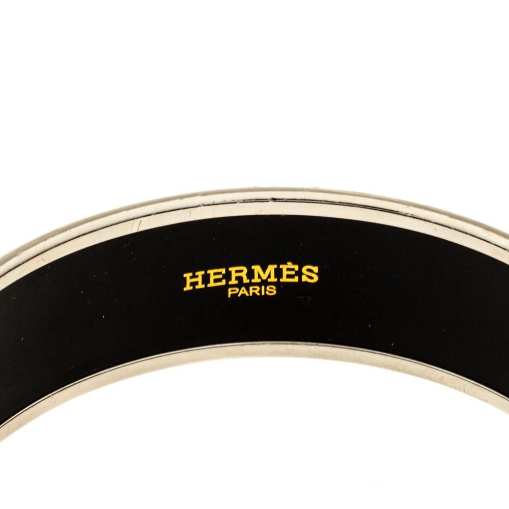 Contemporary Hermès Orange Enamel Calèche Wide Bangle Bracelet