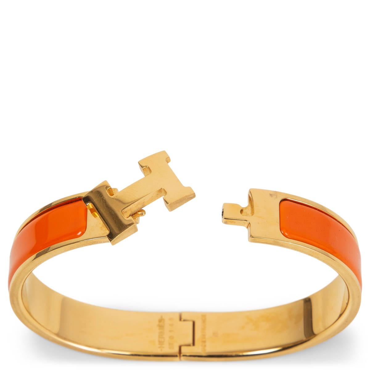 Women's HERMES orange enamel CLIC H PM Bracelet Gold