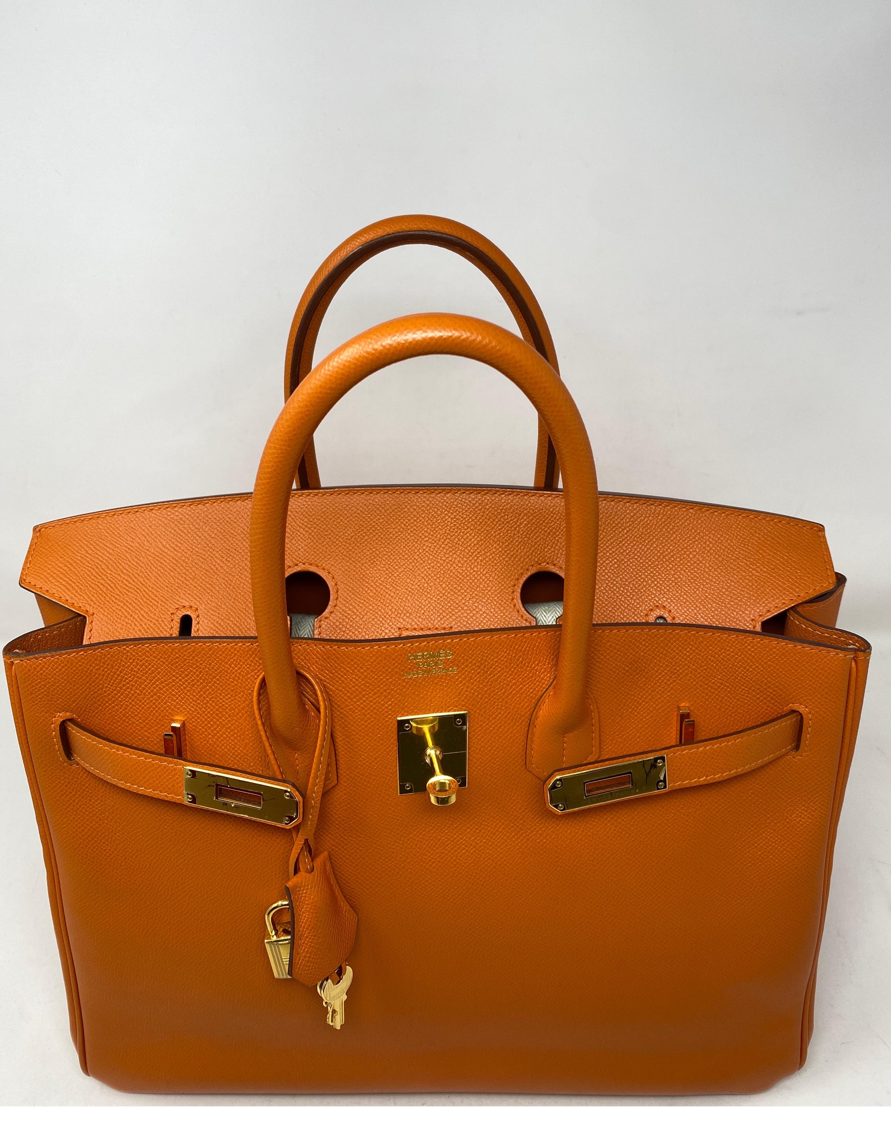 Hermes Orange Epsom Birkin 35 Bag 6