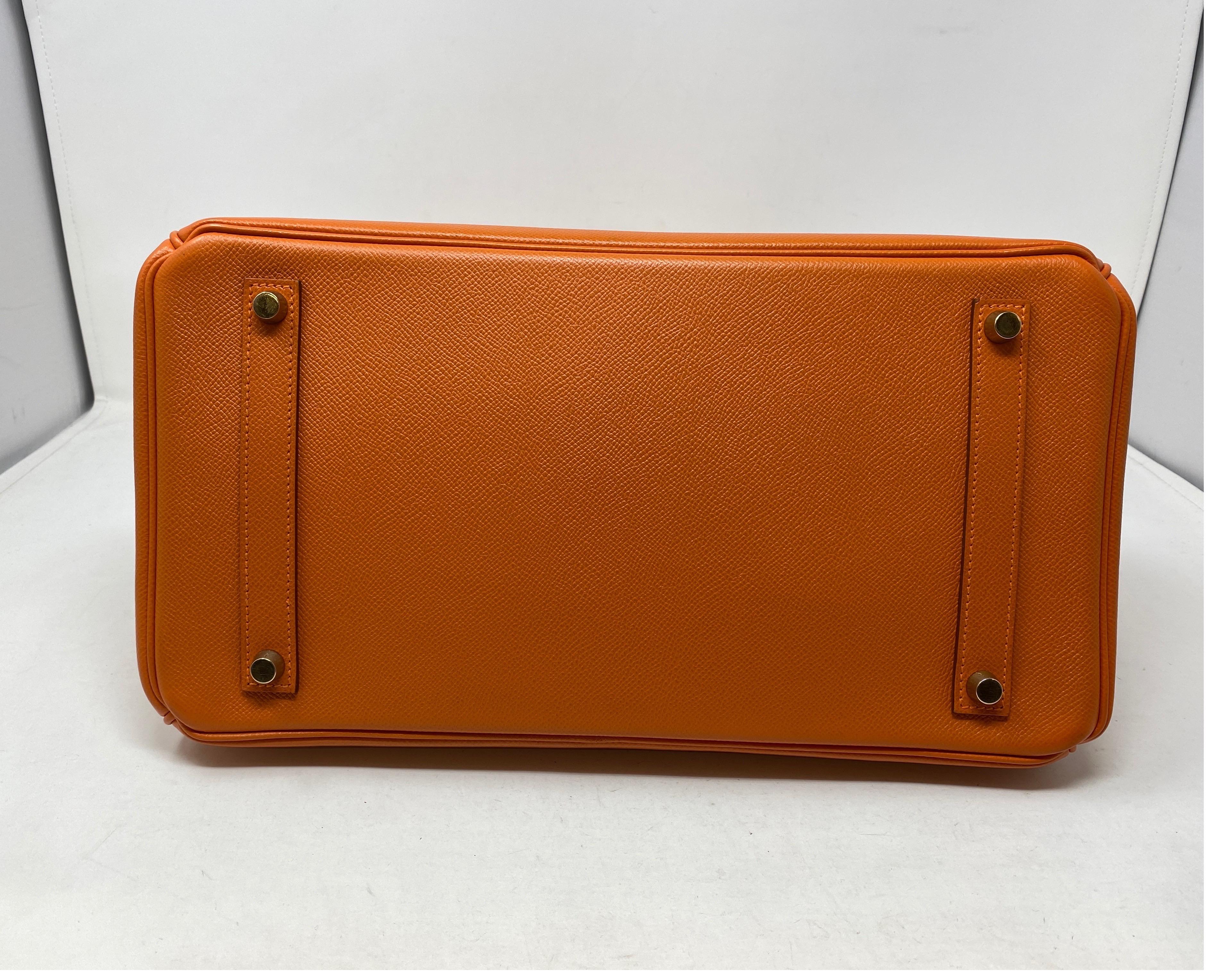 Hermes Orange Epsom Birkin 35 Bag 1