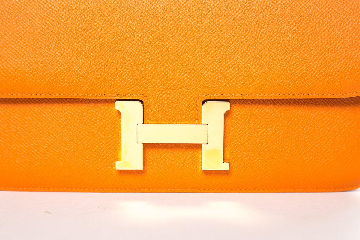 HERMÈS  Orange Epsom Constance Bag 1
