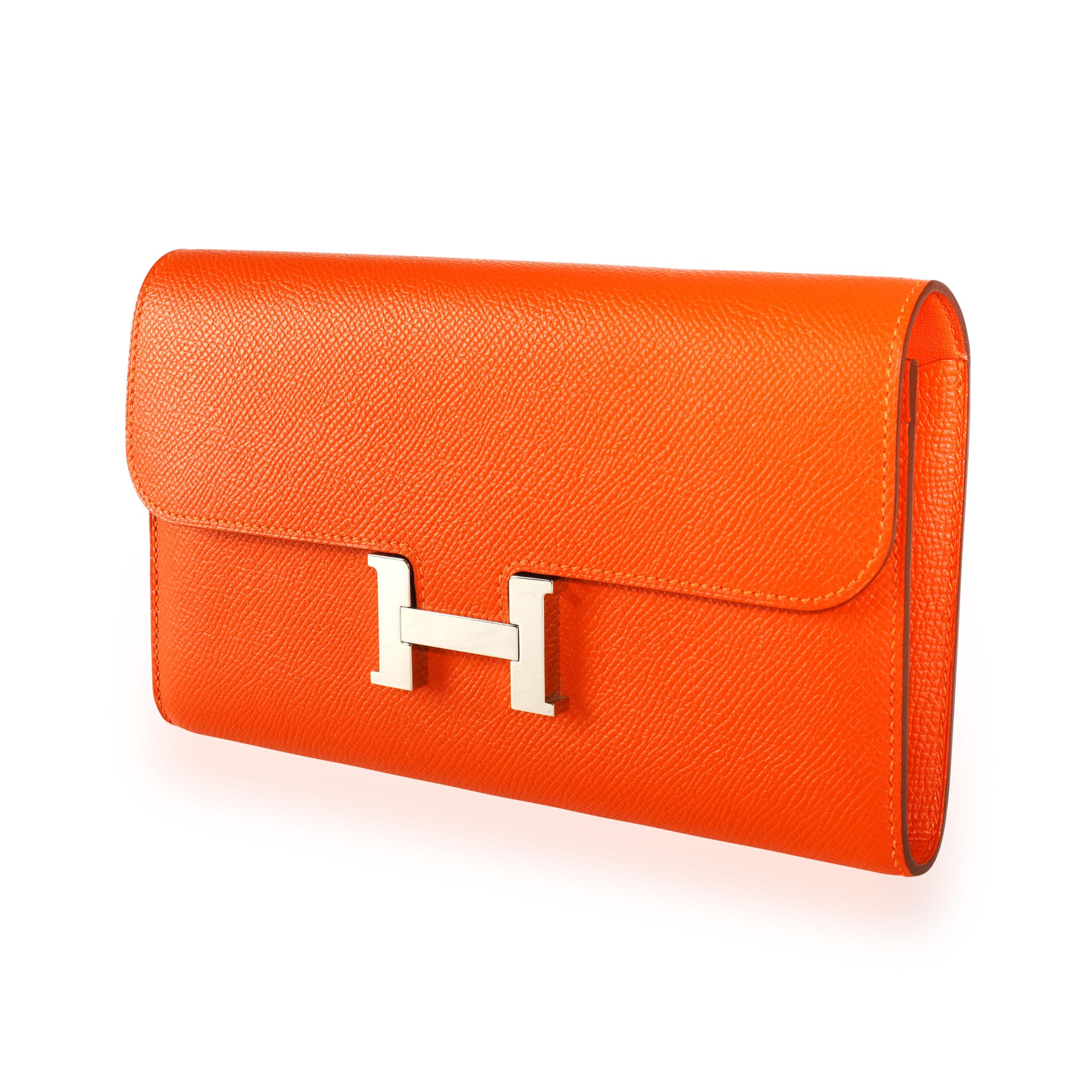  Hermès Orange Epsom Constance Long Wallet PHW
SKU: 110961
MSRP:  
Condition: Pre-owned (3000)
Condition Description: 
Handbag Condition: Very Good
Condition Comments: Very Good Condition. Scratching and tarnishing to hardware. Marks to
