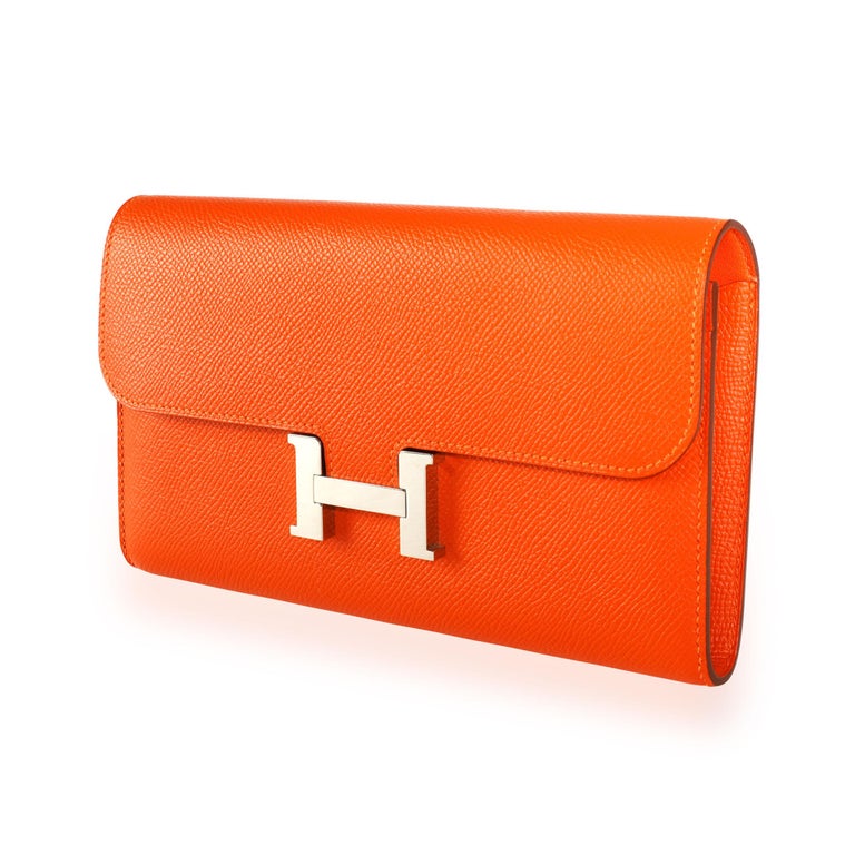 AUT HERMES Soufre Yellow Epsom Leather PHW Constance Long Wallet
