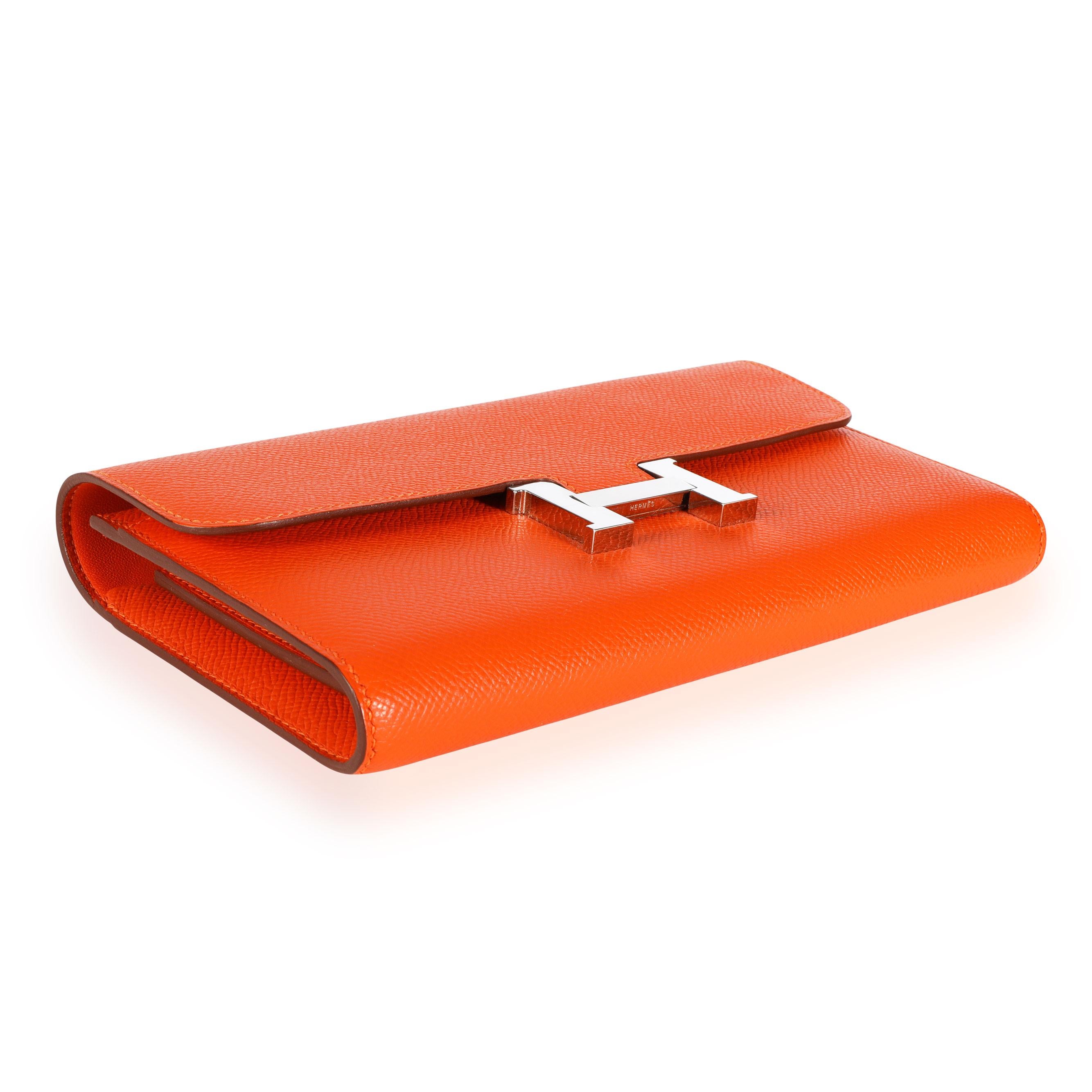 Hermès Orange Epsom Constance Long Wallet PHW 1